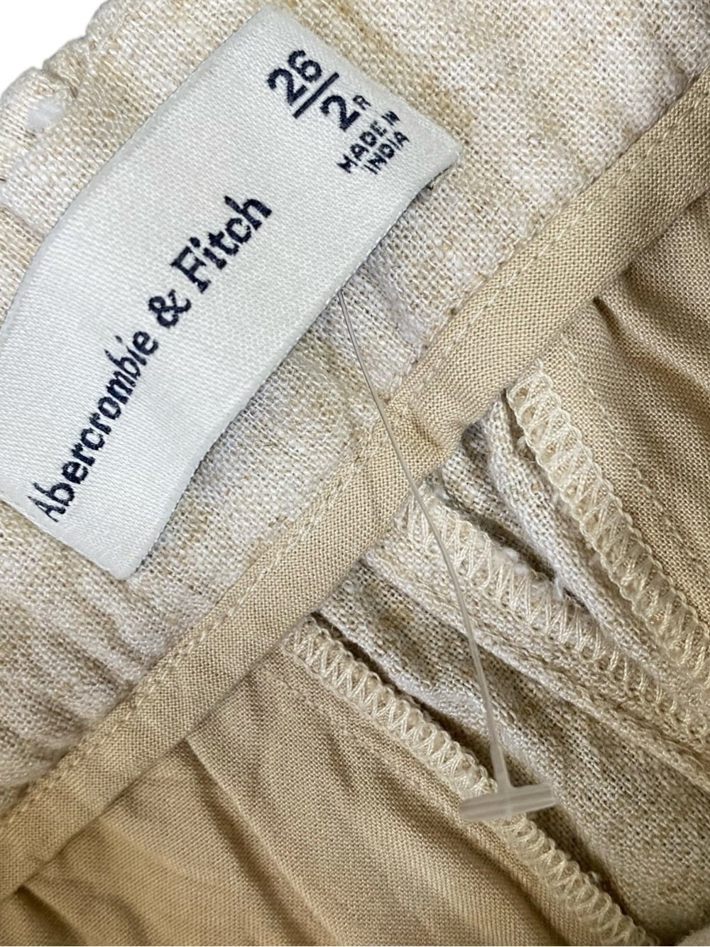 Abercrombie & Fitch Sloane Ultra High Rise Wide Leg Linen Blend Pant Oatmeal - Picture 8 of 10